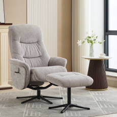 Nero Swivel Recliner and Footstool Cloud