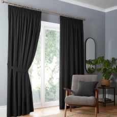 Fusion Dijon Pencil Headed Curtains Black