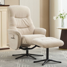 Nero Swivel Recliner and Footstool Barley