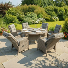 Valencia Rattan 150cm Round Reclining Dining Set with Lazy Susan