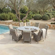 Valencia Rattan 220 X 145cm Elliptical Reclining Dining Set with Lazy Susan