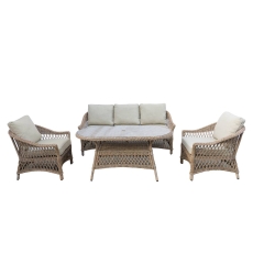 Normandy Rattan 3 Seater Sofa With 2 Sofa Chairs & Dining Table