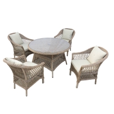 Normandy Rattan 4 Seater Round Dining Set