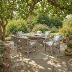 Normandy Rattan 6 Seater Elliptical Dining Set