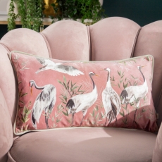 Orient Cranes 30cm x 50cm Cushion Blush