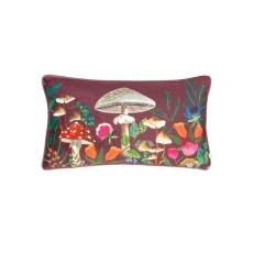Wild Garden Mushrooms 30cm x 50cm Cushion Wine