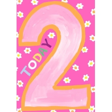 Age 2 Girl - Greeting Card