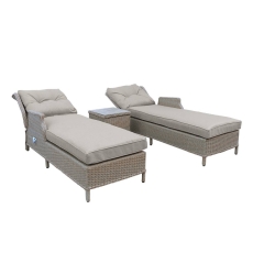 Valencia Rattan Double Lounger Set With Side Table