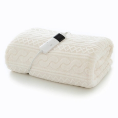 Cable Sherpa Heated Throw 140X180cm Cream
