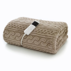 Cable Sherpa Heated Throw 140X180cm Taupe*