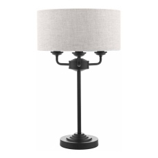Laura Ashley Sorrento Matt Black 3 Light Table Lamp with Natural Shade