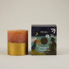 St Eval Orange & Cinnamon Gold Dipped Pillar Candle