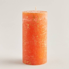 St Eval Gold Marbled Pillar Candle Orange & Cinnamon