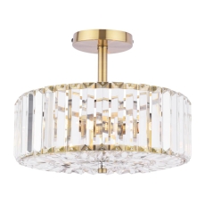 Laura Ashley Fernhurst 3 Light Semi Flush Antique Brass