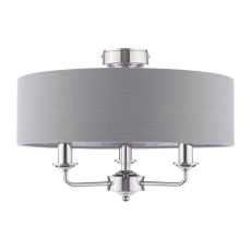 Laura Ashley Sorrento 3 Arm Semi Fksuh Polished Nickel With Charcoal Shade