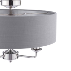 Laura Ashley Sorrento 3 Arm Semi Fksuh Polished Nickel With Charcoal Shade