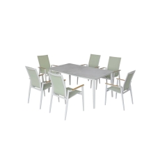 Lazio Rectangle Table With 4 Armchairs - Green