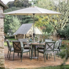 Houghton Elliptical Table With 6 Armchairs - Sage