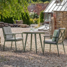 Houghton 80cm Round Table With 2 Armchairs - Sage