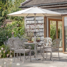 Roma 100cm Round Table With 4 Stacking Armchairs - Stone