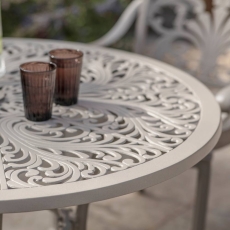 Roma 100cm Round Table With 4 Stacking Armchairs - Stone