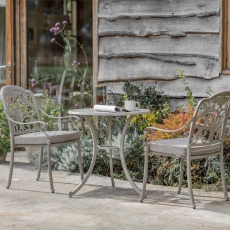 Roma 78cm Round Bistro Table With 2 Stacking Armchairs - Stone