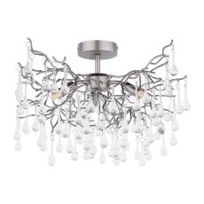 Laura Ashley Willow 3 Light Semi Flush Satin Pewter & Crystal