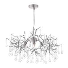 Laura Ashley Willow 3 Light Pendant Satin Pewter & Crystal