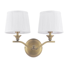 Laura Ashley Hemsley 2 Light Wall Light Matt Antique Brass With Shade