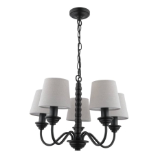 Laura Ashley Norbury 5 Light Pendant Matt Black With Shade