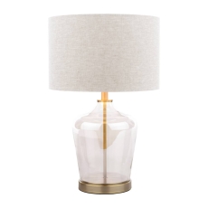 Laura Ashley Ockley Touch Table Lamp Antique Brass & Champagne With Shade