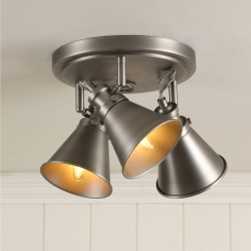 Laura Ashley Rufus 3 Light Plate Spotlight Industrial Nickel