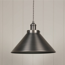 Laura Ashley Rufus Grande 1 Light Pendant Industrial Nickel