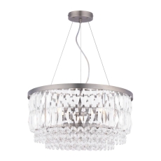 Laura Ashley Rhosil Grande 4 Light Pendant Crystal & Aged Pewter