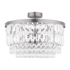Laura Ashley Rhosil 3 Light Semi Flush Crystal & Aged Pewter