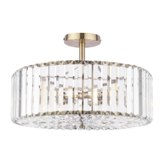 Laura Ashley Fernhurst Large 4 Light Semi Flush Crystal & Antique Brass