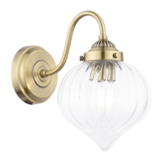 Laura Ashley Whitham Single Wall Light Antique Brass & Ribbed Glass