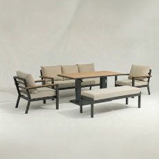Torino 3 Seater Sofa Dining Set With Rectangular Rising Table & Bench