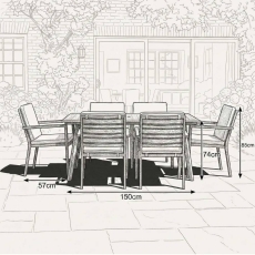 Torino Rectangular Dining Set With 6 Armchairs