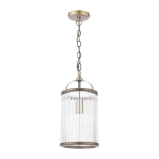 Laura Ashley Sutton Pendant Matt Antique Brass & Ribbed Glass