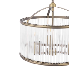 Laura Ashley Sutton 3 Light Pendant Matt Antique Brass & Ribbed Glass