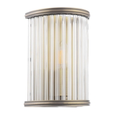 Laura Ashley Sutton Single Wall Light Antique Brass & Ribbed Glass