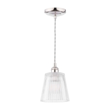 Laura Ashley Callaghan Pendant Polished Nickel & Ribbed Glass