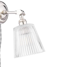 Laura Ashley Callaghan Plugged Wall Light Polished Nickel & Ribbed Glass