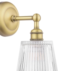 Laura Ashley Callaghan Bathroom Wall Light Matt Antique Brass & Ribbed Glass