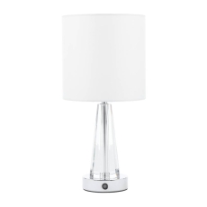 Laura Ashley Blake Rechargeable Table Lamp Polished Chrome & Crystal With Shade