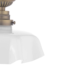 Laura Ashley Banham Semi Flush Matt Antique Brass & White Glass