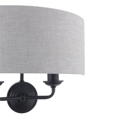 Laura Ashley Sorrento 2 Light Wall Light Matt Black With Natural Shade