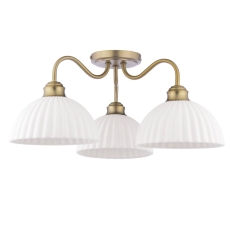 Laura Ashley Durford 3 Light Semi-Flush Matt Antique Brass & White