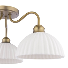Laura Ashley Durford 3 Light Semi-Flush Matt Antique Brass & White